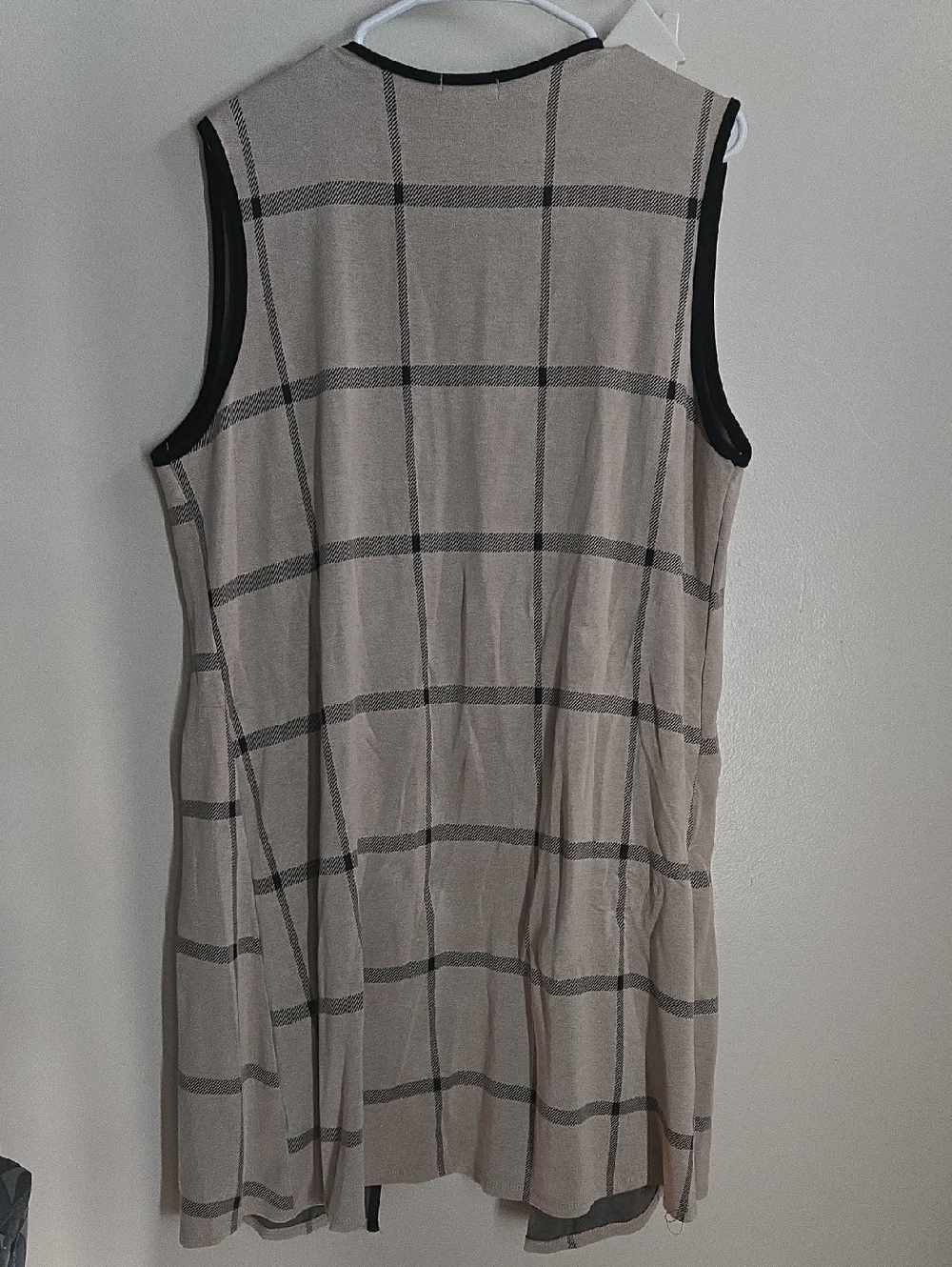 olive blu Sleeveless Plaid Open Cardigan - Picture 6 of 7